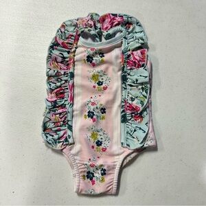 Sweet Honey 6 month swimsuit pink blue floral stripe one piece